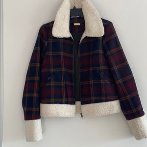 Greylin Plaid and Shearling Moto Jacket